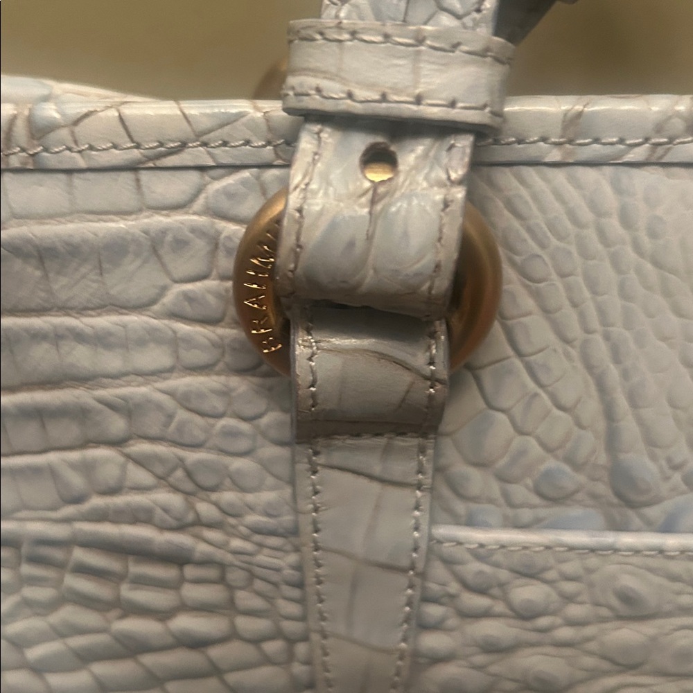 Brahmin Medium Asher Croc Embossed Pale Blue Leather Tote - Picture 4 of 15
